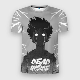 Мужская футболка 3D Slim с принтом DEAD INSIDE (Mob psycho) в Екатеринбурге, 100% полиэстер с улучшенными характеристиками | приталенный силуэт, круглая горловина, широкие плечи, сужается к линии бедра | dead inside | mob psycho | аниме | ветки | персонаж | рисунок