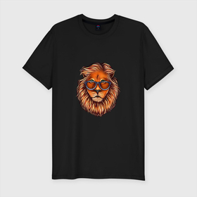 Мужская футболка хлопок Slim с принтом Lions head , 92% хлопок, 8% лайкра | приталенный силуэт, круглый вырез ворота, длина до линии бедра, короткий рукав | head | lion | голова | животные | иллюстрация | лев | новый год | подарок | хищник