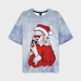 Мужская футболка OVERSIZE 3D с принтом Зимушка в Курске,  |  | Тематика изображения на принте: new year | арт | графика | зима | новый год | рождество