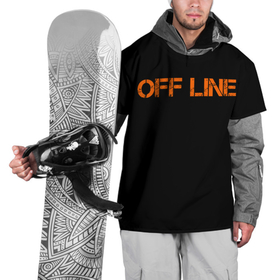 Накидка на куртку 3D с принтом офлайн offline в Санкт-Петербурге, 100% полиэстер |  | offline | минимализм | оранжевая надпись | офлайн | слово | черный фон