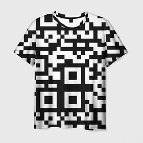 Мужская футболка 3D с принтом qr code куаркод в Тюмени, 100% полиэфир | прямой крой, круглый вырез горловины, длина до линии бедер | covid | qr code | антикороновирус | ковид | куаркод | привика