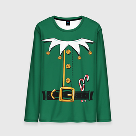 Мужской лонгслив 3D с принтом Christmas Elf Outfit в Санкт-Петербурге, 100% полиэстер | длинные рукава, круглый вырез горловины, полуприлегающий силуэт | christmas | claus | clothes | deer | elf | frost | helpers | new | north | outfit | pole | santa | year | год | дед | клаус | мороз | новый | одежда | олени | полюс | помощники | рождественский | рождество | санта | санты | северный | эльф