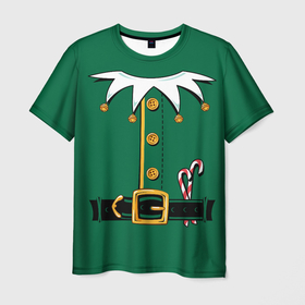 Мужская футболка 3D с принтом Christmas Elf Outfit в Тюмени, 100% полиэфир | прямой крой, круглый вырез горловины, длина до линии бедер | christmas | claus | clothes | deer | elf | frost | helpers | new | north | outfit | pole | santa | year | год | дед | клаус | мороз | новый | одежда | олени | полюс | помощники | рождественский | рождество | санта | санты | северный | эльф