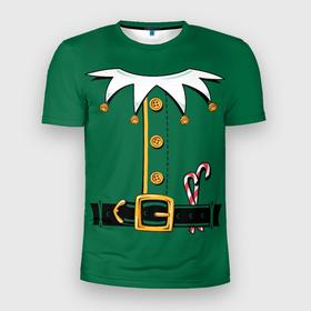 Мужская футболка 3D спортивная с принтом Christmas Elf Outfit в Тюмени, 100% полиэстер с улучшенными характеристиками | приталенный силуэт, круглая горловина, широкие плечи, сужается к линии бедра | christmas | claus | clothes | deer | elf | frost | helpers | new | north | outfit | pole | santa | year | год | дед | клаус | мороз | новый | одежда | олени | полюс | помощники | рождественский | рождество | санта | санты | северный | эльф
