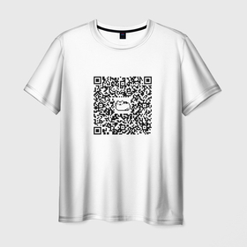 Мужская футболка 3D с принтом Я QR кот, гуляю где вздумается в Петрозаводске, 100% полиэфир | прямой крой, круглый вырез горловины, длина до линии бедер | qr | qr код | qr кот | qrкод | qrкот