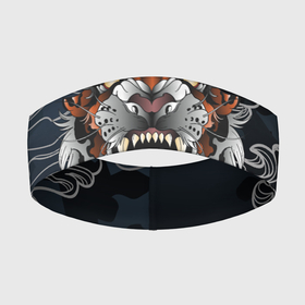 Повязка на голову 3D с принтом Рычащий Тигр в японском стиле ,  |  | Тематика изображения на принте: волны | символ года | тигр | хищник | япония