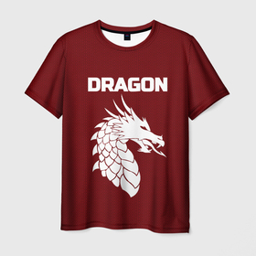 Мужская футболка 3D с принтом WHITE_DRAGON в Новосибирске, 100% полиэфир | прямой крой, круглый вырез горловины, длина до линии бедер | Тематика изображения на принте: dragon | white | white dragon | белый | белый дракон | дракон | дракон вектор