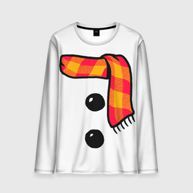 Мужской лонгслив 3D с принтом Snowman Outfit в Тюмени, 100% полиэстер | длинные рукава, круглый вырез горловины, полуприлегающий силуэт | attributes | buttons | christmas | new | scarf | snow | snowman | snowy | woman | year | атрибутика | баба | год | новый | пуговица | пуговицы | рождество | снег | снеговик | снежная | шарф