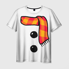 Мужская футболка 3D с принтом Snowman Outfit , 100% полиэфир | прямой крой, круглый вырез горловины, длина до линии бедер | attributes | buttons | christmas | new | scarf | snow | snowman | snowy | woman | year | атрибутика | баба | год | новый | пуговица | пуговицы | рождество | снег | снеговик | снежная | шарф