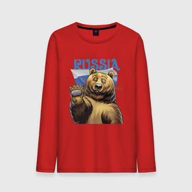 Мужской лонгслив хлопок с принтом Прикольный русский медвежара в Новосибирске, 100% хлопок |  | bear | courage | fearlessness | flag | force | muzzle | paws | power | russia | бесстрашие | лапы | медведь | мощь | мужество | отвага | россия | сила | флаг