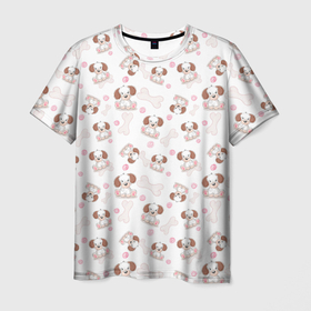 Мужская футболка 3D с принтом Милые собачки разных пород в Курске, 100% полиэфир | прямой крой, круглый вырез горловины, длина до линии бедер | Тематика изображения на принте: пес | песик | порода | собака | собачка