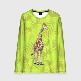 Мужской лонгслив 3D с принтом Длиношеее животное в Курске, 100% полиэстер | длинные рукава, круглый вырез горловины, полуприлегающий силуэт | джунгди | дикие | дикие животные | животные | жираф