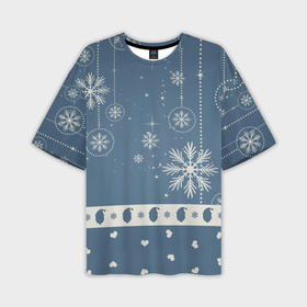 Мужская футболка OVERSIZE 3D с принтом Капелька новогоднего настроения в Новосибирске,  |  | Тематика изображения на принте: 2021 | 2022 | happy new year | happy new year 2022 | новый год | новый год 2022 | санта | снежинки