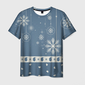 Мужская футболка 3D с принтом Капелька новогоднего настроения в Новосибирске, 100% полиэфир | прямой крой, круглый вырез горловины, длина до линии бедер | Тематика изображения на принте: 2021 | 2022 | happy new year | happy new year 2022 | новый год | новый год 2022 | санта | снежинки
