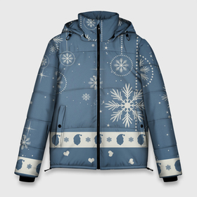 Мужская зимняя куртка 3D с принтом Капелька новогоднего настроения в Екатеринбурге, верх — 100% полиэстер; подкладка — 100% полиэстер; утеплитель — 100% полиэстер | длина ниже бедра, свободный силуэт Оверсайз. Есть воротник-стойка, отстегивающийся капюшон и ветрозащитная планка. 

Боковые карманы с листочкой на кнопках и внутренний карман на молнии. | 2021 | 2022 | happy new year | happy new year 2022 | новый год | новый год 2022 | санта | снежинки