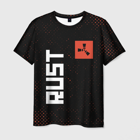 Мужская футболка 3D с принтом RUST   Гранж в Белгороде, 100% полиэфир | прямой крой, круглый вырез горловины, длина до линии бедер | facepunch | game | games | logo | rust | shooter | survival | выживание | гранж | игра | раст