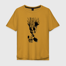 Мужская футболка хлопок Oversize с принтом В голове только дым в Курске, 100% хлопок | свободный крой, круглый ворот, “спинка” длиннее передней части | дым | зажигалка | огонь | растаман