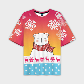 Мужская футболка OVERSIZE 3D с принтом ДРУЖОЧЕК МИШКА ,  |  | 2021 | 2022 | new year | в топе | деда мороза | к нам приходит | как у всех | клауса | костюм | медвежонок | милый | мишка | на нг | нг | новогодний | новый год | подарок | праздник | рекомендации | рождество