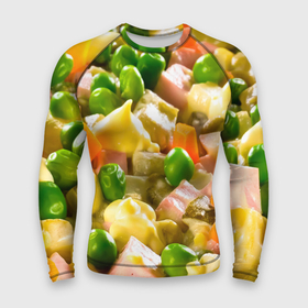 Мужской рашгард 3D с принтом Весь в оливье ,  |  | Тематика изображения на принте: salat | новый год | оливье | салат