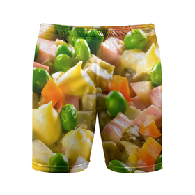 Мужские шорты спортивные с принтом Весь в оливье в Санкт-Петербурге,  |  | salat | новый год | оливье | салат