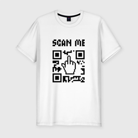 Мужская футболка хлопок Slim с принтом qr код go away в Тюмени, 92% хлопок, 8% лайкра | приталенный силуэт, круглый вырез ворота, длина до линии бедра, короткий рукав | Тематика изображения на принте: qr | qr код | qrcode | мем