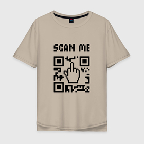 Мужская футболка хлопок Oversize с принтом qr код go away в Санкт-Петербурге, 100% хлопок | свободный крой, круглый ворот, “спинка” длиннее передней части | qr | qr код | qrcode | мем