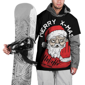 Накидка на куртку 3D с принтом Merry x - mas Плохой дед мороз , 100% полиэстер |  | 2022 | bad santa | комикс | новый год | рождество