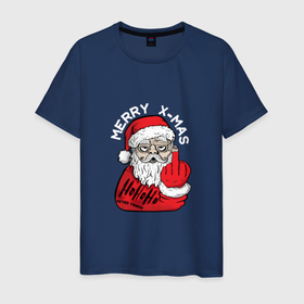 Мужская футболка хлопок с принтом Плохой дед мороз Merry x mas в Санкт-Петербурге, 100% хлопок | прямой крой, круглый вырез горловины, длина до линии бедер, слегка спущенное плечо. | Тематика изображения на принте: 2022 | bad | комикс | новый год | рождество | санта