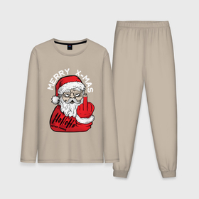 Мужская пижама хлопок (с лонгсливом) с принтом Плохой санта Merry x mas в Санкт-Петербурге,  |  | 2022 | дед мороз | новый год | с рождеством | санта