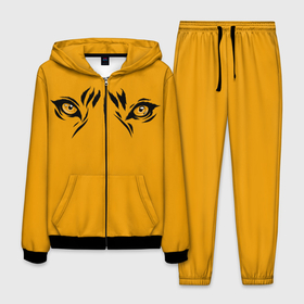 Мужской костюм 3D с принтом Взгляд тигра fire theme в Новосибирске, 100% полиэстер | Манжеты и пояс оформлены тканевой резинкой, двухслойный капюшон со шнурком для регулировки, карманы спереди | глаза | год тигра | звери | кошка | оранжевый | природа | рыжий | тигр | хищник | хищные глаза