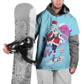 Накидка на куртку 3D с принтом Рождественская Хацунэ Мику в Тюмени, 100% полиэстер |  | Тематика изображения на принте: hatsune | miku | вокалоид | мику | хацунэ