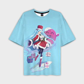 Мужская футболка OVERSIZE 3D с принтом Рождественская Хацунэ Мику ,  |  | hatsune | miku | вокалоид | мику | хацунэ