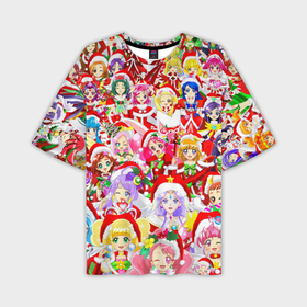 Мужская футболка OVERSIZE 3D с принтом Все аниме персонажи Новый год ,  |  | аниме | год | новый | персонажи | праздник