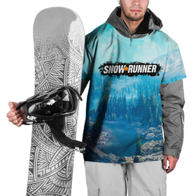Накидка на куртку 3D с принтом SnowRunner СноуРаннер логотип в Санкт-Петербурге, 100% полиэстер |  | race | snowrunner | гонки | гонки по бездорожью | гоночные игры | зимние гонки | снежные гонки | снежный бегун | сноу раннер | сноураннер