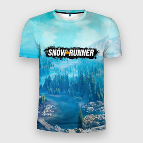 Мужская футболка 3D спортивная с принтом SnowRunner СноуРаннер логотип , 100% полиэстер с улучшенными характеристиками | приталенный силуэт, круглая горловина, широкие плечи, сужается к линии бедра | Тематика изображения на принте: race | snowrunner | гонки | гонки по бездорожью | гоночные игры | зимние гонки | снежные гонки | снежный бегун | сноу раннер | сноураннер