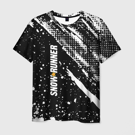 Мужская футболка 3D с принтом SnowRunner Logo в Петрозаводске, 100% полиэфир | прямой крой, круглый вырез горловины, длина до линии бедер | race | snowrunner | гонки | гонки по бездорожью | гоночные игры | зимние гонки | снежные гонки | снежный бегун | сноу раннер | сноураннер
