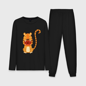 Мужская пижама хлопок (с лонгсливом) с принтом Голодный тигр в Новосибирске,  |  | 2022 | год тигра | новый год | новый год 2022 | символ года | тигр | тигренок | тигрица | тигры