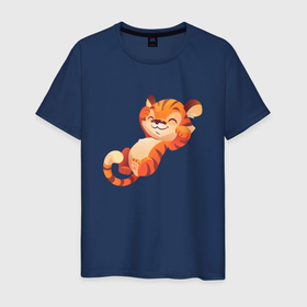 Мужская футболка хлопок с принтом Тигр на чиле в Петрозаводске, 100% хлопок | прямой крой, круглый вырез горловины, длина до линии бедер, слегка спущенное плечо. | 2022 | год тигра | новый год | новый год 2022 | символ года | тигр | тигренок | тигрица | тигры