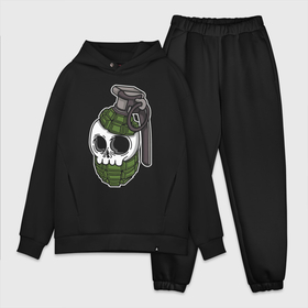 Мужской костюм хлопок OVERSIZE с принтом Skull grenade в Кировске,  |  | bones | check | grenade | hype | metal | orbits | skull | глазницы | граната | кости | металл | хайп | чека | череп