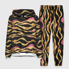 Мужской костюм 3D (с толстовкой) с принтом тигровый окрас Gold   Pink ,  |  | Тематика изображения на принте: 2022 | год тигра | новый год | новый год 2022 | символ года | тигр | тигренок | тигрица | тигры