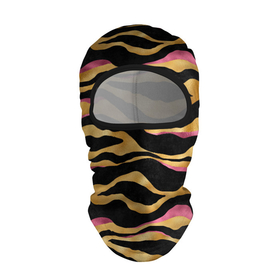 Балаклава 3D с принтом тигровый окрас Gold Pink в Санкт-Петербурге, 100% полиэстер, ткань с особыми свойствами — Activecool | плотность 150–180 г/м2; хорошо тянется, но при этом сохраняет форму. Закрывает шею, вокруг отверстия для глаз кайма. Единый размер | Тематика изображения на принте: 2022 | год тигра | новый год | новый год 2022 | символ года | тигр | тигренок | тигрица | тигры