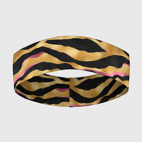 Повязка на голову 3D с принтом тигровый окрас Gold   Pink ,  |  | Тематика изображения на принте: 2022 | год тигра | новый год | новый год 2022 | символ года | тигр | тигренок | тигрица | тигры