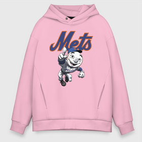 Мужское худи Oversize хлопок с принтом New York Mets в Петрозаводске, френч-терри — 70% хлопок, 30% полиэстер. Мягкий теплый начес внутри —100% хлопок | боковые карманы, эластичные манжеты и нижняя кромка, капюшон на магнитной кнопке | ball | baseball | mascot | new york | team | usa | бейсбол | мяч | нью йорк | сша | талисман