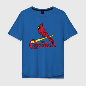 Мужская футболка хлопок Oversize с принтом St. Louis Cardinals в Курске, 100% хлопок | свободный крой, круглый ворот, “спинка” длиннее передней части | baseball | bat | bird | sport | st louis | team | usa | бейсбол | бита | птица | сентлуис | спорт | сша