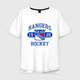 Мужская футболка хлопок Oversize с принтом Нью Йорк Рейнджерс, New York Rangers в Екатеринбурге, 100% хлопок | свободный крой, круглый ворот, “спинка” длиннее передней части | hockey | new york | new york rangers | nhl | rangers | usa | нхл | ньюйорк | ньюйорк рейнджерс | рейнджерс | спорт | сша | хоккей | шайба