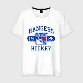 Мужская футболка хлопок с принтом Нью Йорк Рейнджерс, New York Rangers в Санкт-Петербурге, 100% хлопок | прямой крой, круглый вырез горловины, длина до линии бедер, слегка спущенное плечо. | hockey | new york | new york rangers | nhl | rangers | usa | нхл | ньюйорк | ньюйорк рейнджерс | рейнджерс | спорт | сша | хоккей | шайба