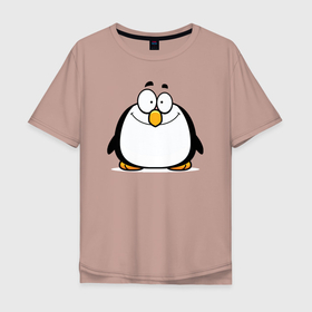 Мужская футболка хлопок Oversize с принтом Глазастый пингвин в Кировске, 100% хлопок | свободный крой, круглый ворот, “спинка” длиннее передней части | арктика | девушкам | детский | детям | для детей | зима | крылья | лёд | мороз | пингвин | природа | птица | холод