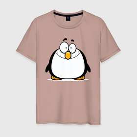 Мужская футболка хлопок с принтом Глазастый пингвин в Курске, 100% хлопок | прямой крой, круглый вырез горловины, длина до линии бедер, слегка спущенное плечо. | арктика | девушкам | детский | детям | для детей | зима | крылья | лёд | мороз | пингвин | природа | птица | холод