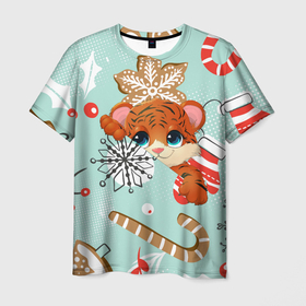 Мужская футболка 3D с принтом ТИГРЁНОК | ГОД ТИГРА в Курске, 100% полиэфир | прямой крой, круглый вырез горловины, длина до линии бедер | 2021 | new year | амурский тигр | деда мороза | к нам приходит | как у всех | клауса | костюм | милый | нг | новогодний | новый год | подарок | праздник | рекомендации | рождество | санты | снег | снежинки