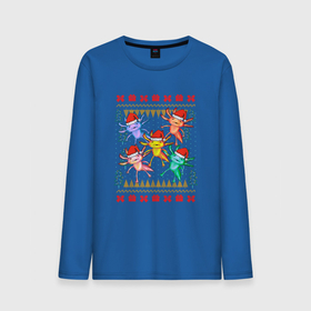 Мужской лонгслив хлопок с принтом Аксолотль рождественский свитер в Новосибирске, 100% хлопок |  | christmas | ugly sweater | аксолотль | вечеринка | земноводный | кристмас | морские жители | морские обитатели | неотеническая личинка | новый год | орнамент | паттерн | разноцветный | рождественский свитер